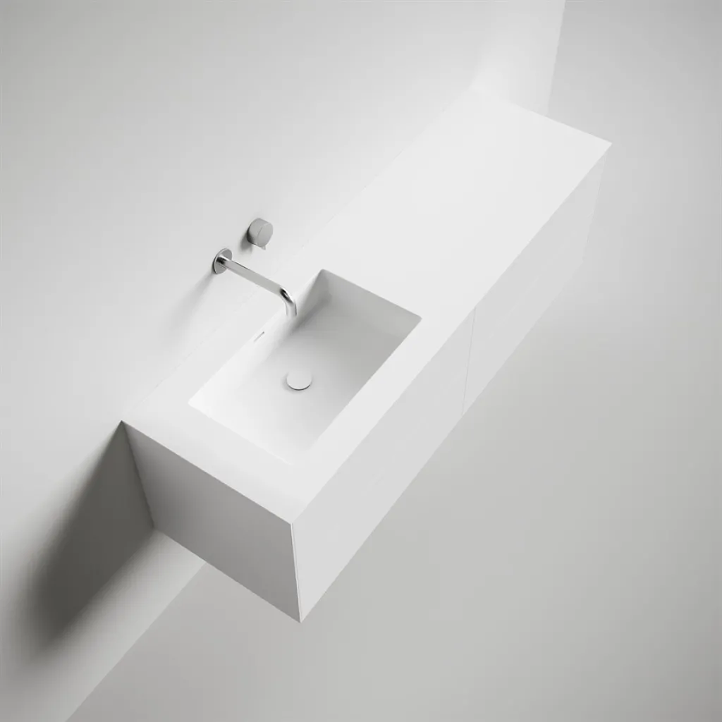 Copenhagen Chic 160L - Badezimmermöbel, Corian®, Mattweiß