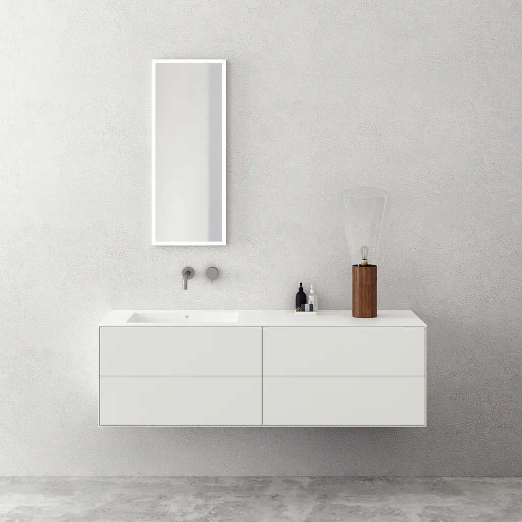 Copenhagen Chic 160L - Badezimmermöbel, Corian®, Mattweiß