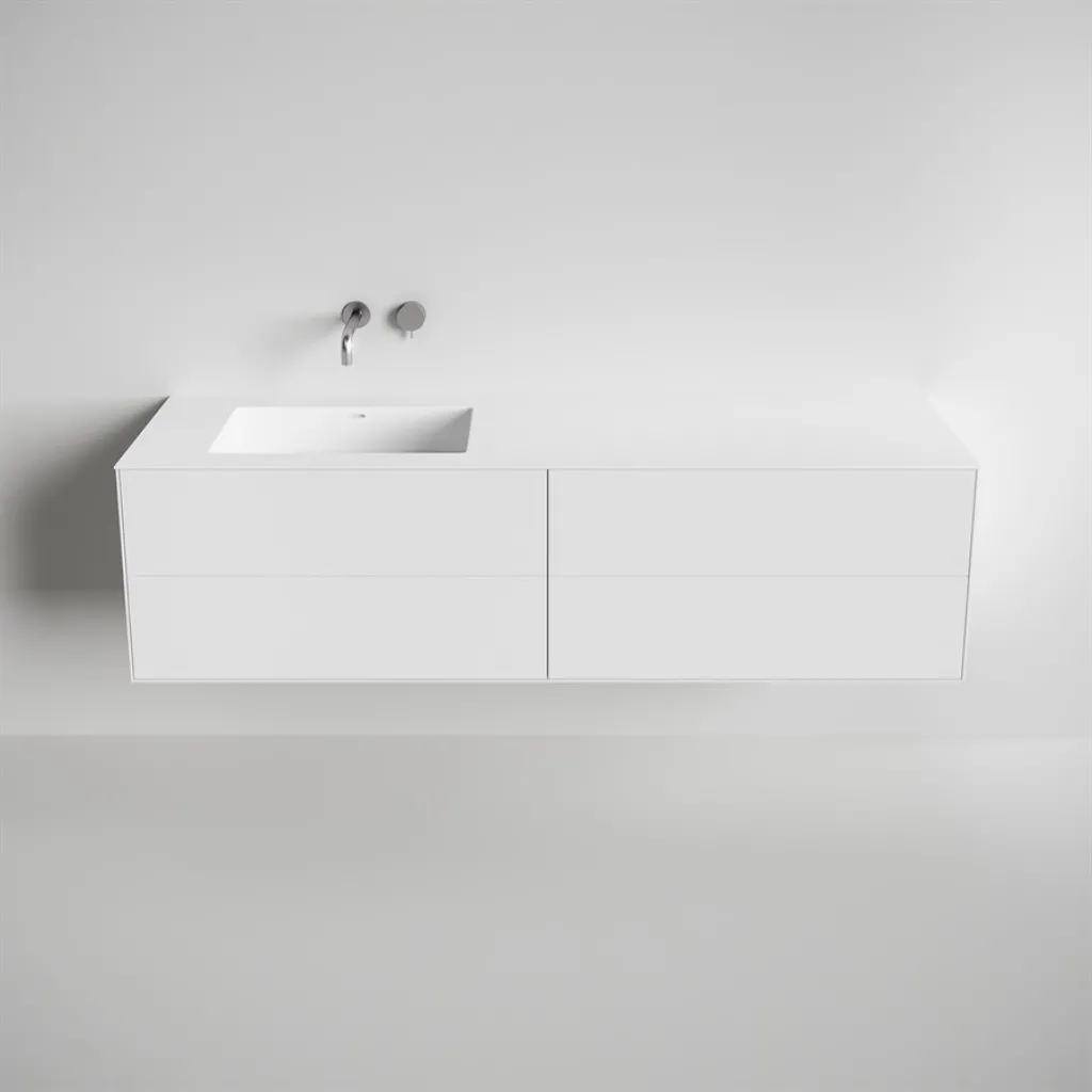 Copenhagen Chic 180L - Badezimmermöbel, Corian®, Mattweiß