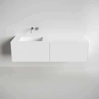 Copenhagen Chic 180L - Badezimmermöbel, Corian®, Mattweiß