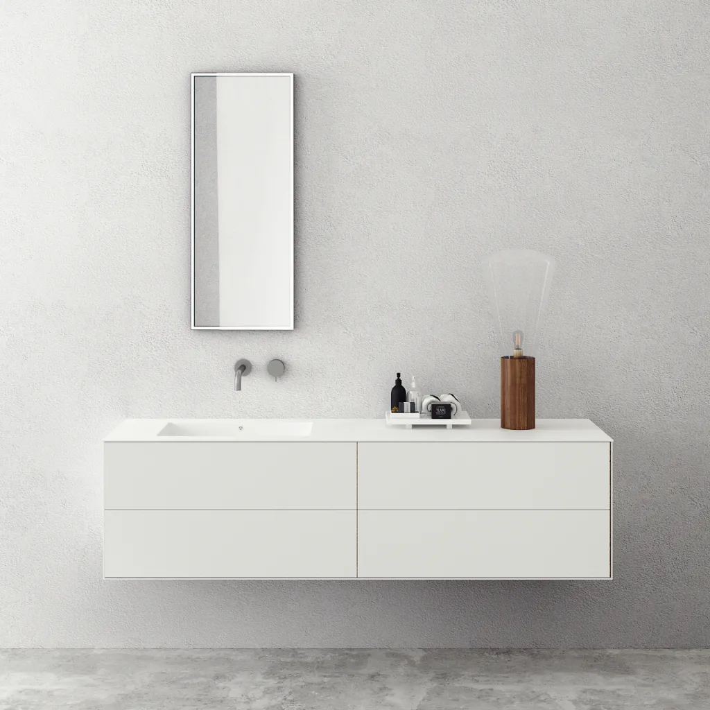 Copenhagen Chic 180L - Badezimmermöbel, Corian®, Mattweiß