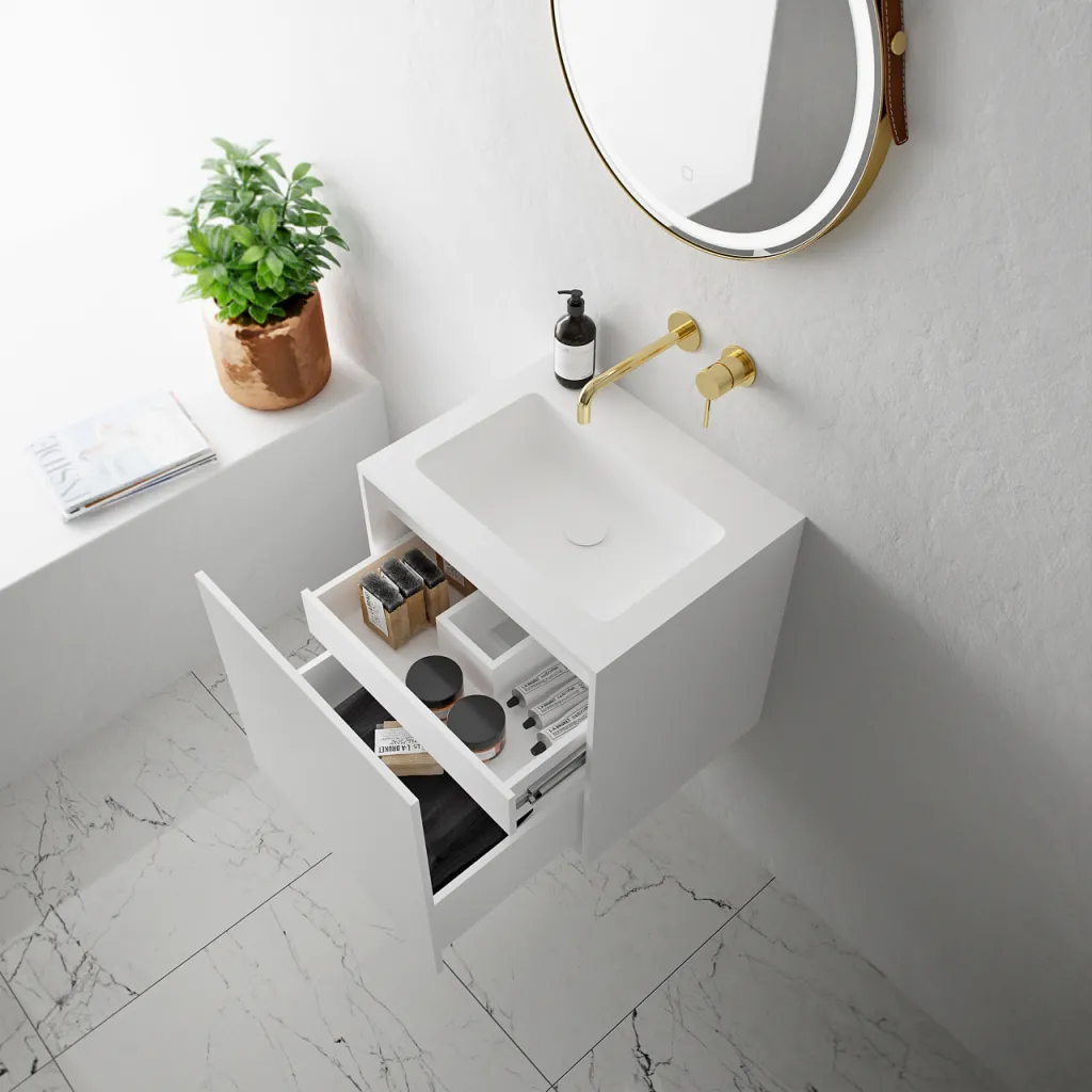 Compact Waterproof 50x40 - Wäscheschrank, Mattweiß SolidTec®