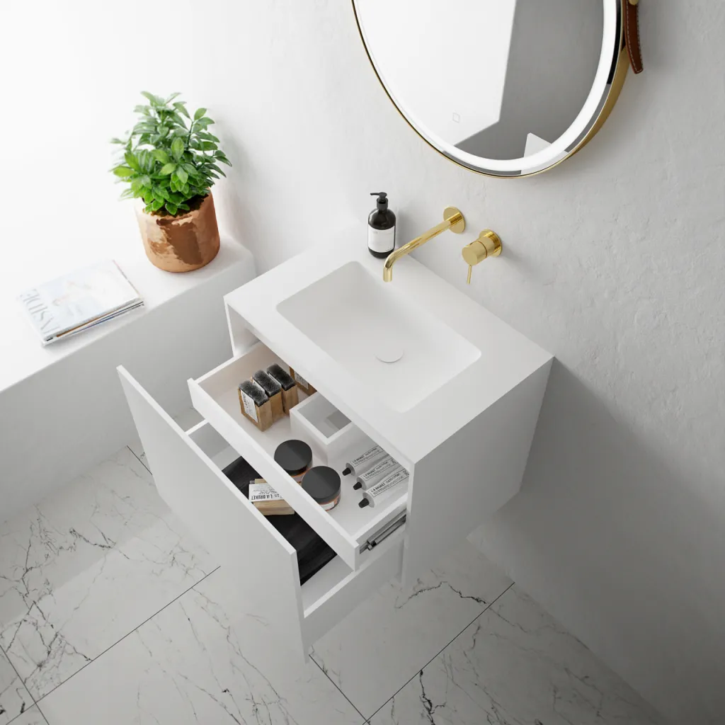 Compact Waterproof 60x40 - Wäscheschrank, Mattweiß SolidTec®