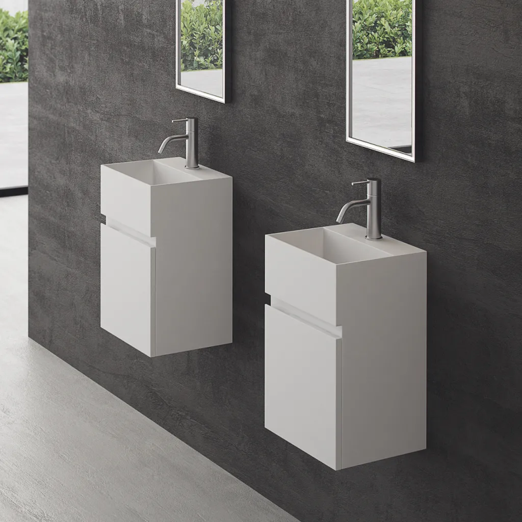 Compact 05 - Spüle 32x28, Mattweiß SolidTec®