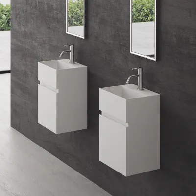 Compact 05 - Spüle 32x28, Mattweiß SolidTec®