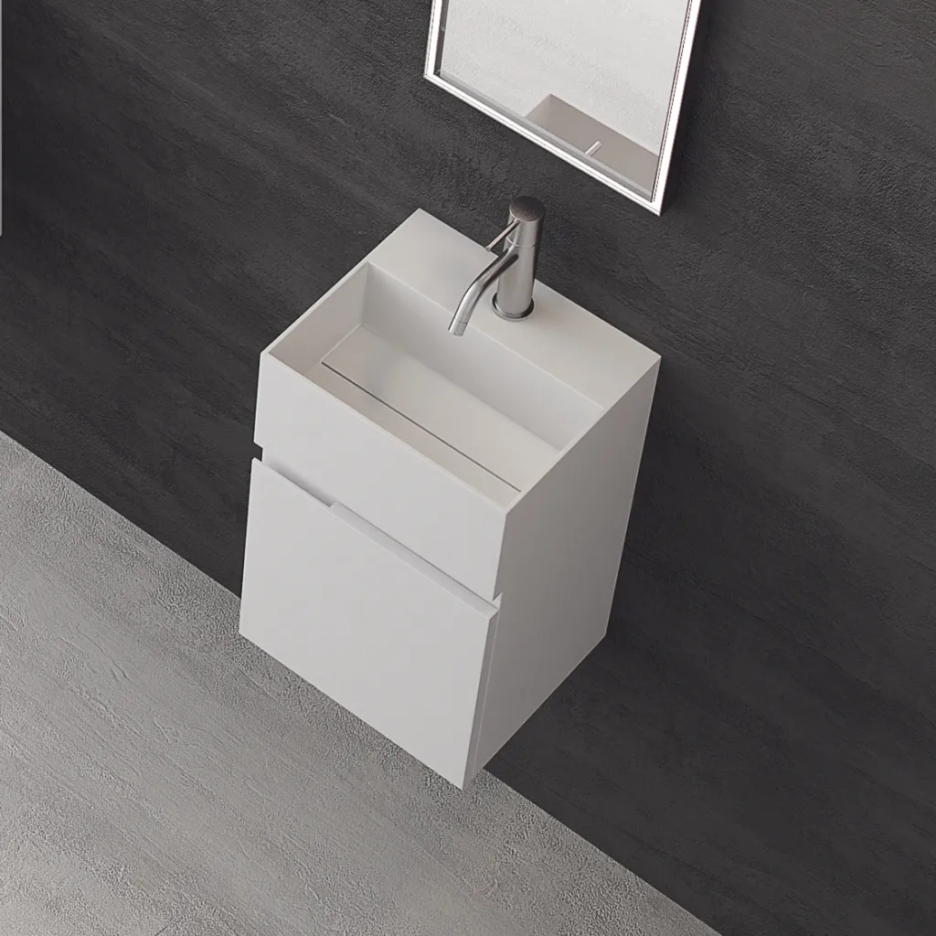 Compact 05 - Spüle 32x28, Mattweiß SolidTec®