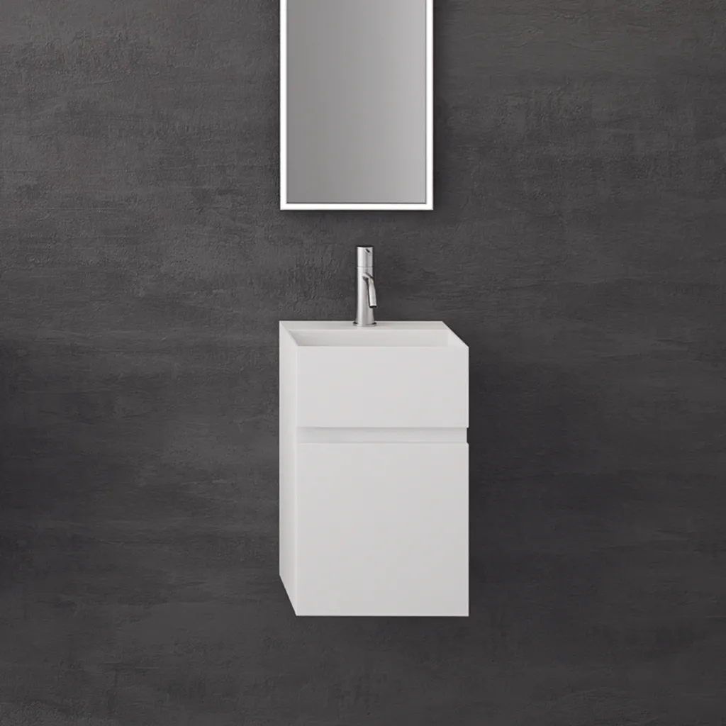 Compact 05 - Spüle 32x28, Mattweiß SolidTec®
