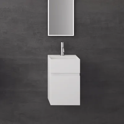 Compact 05 - Spüle 32x28, Mattweiß SolidTec®