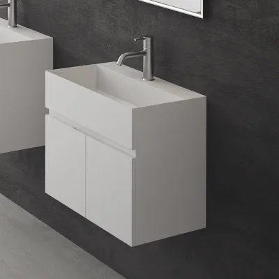Compact 07 - Waschbeckenunterschrank 60x35, Mattweiß SolidTec®