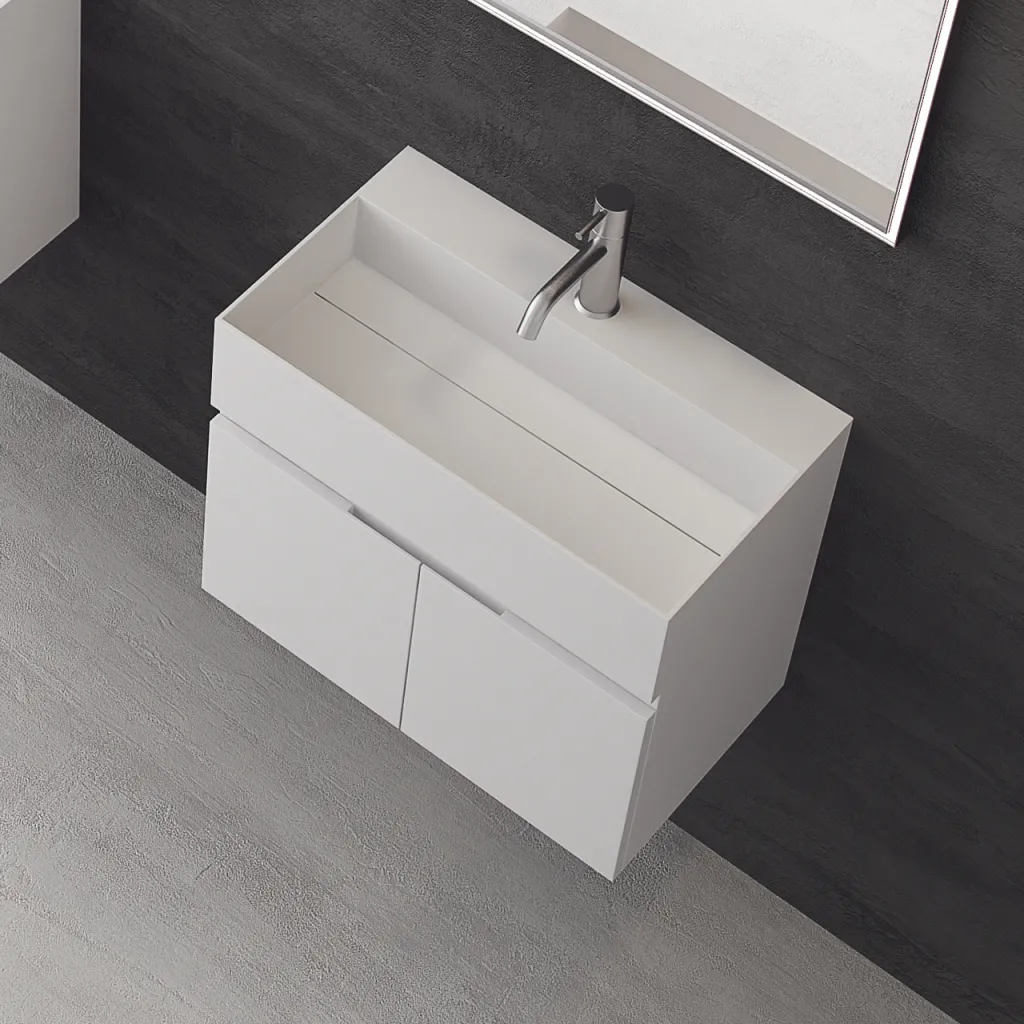 Compact 07 - Waschbeckenunterschrank 60x35, Mattweiß SolidTec®