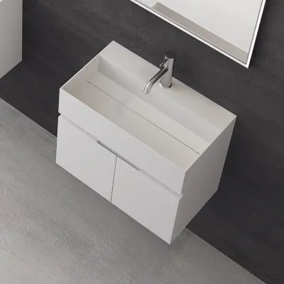 Compact 07 - Waschbeckenunterschrank 60x35, Mattweiß SolidTec®