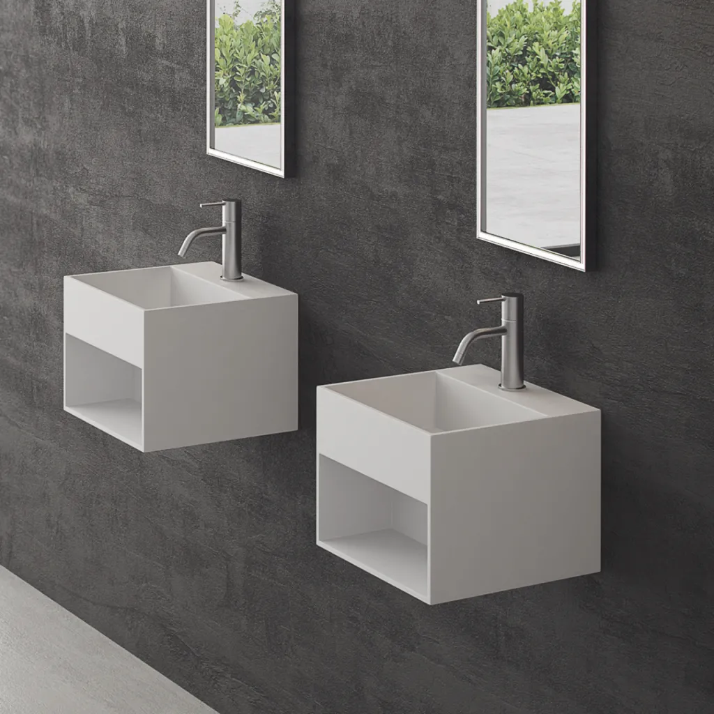 Boxo 33 - 33x33 Waschbecken mit Ablage, Mathvid SolidTec®