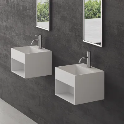 Boxo 33 - 33x33 Waschbecken mit Ablage, Mathvid SolidTec®