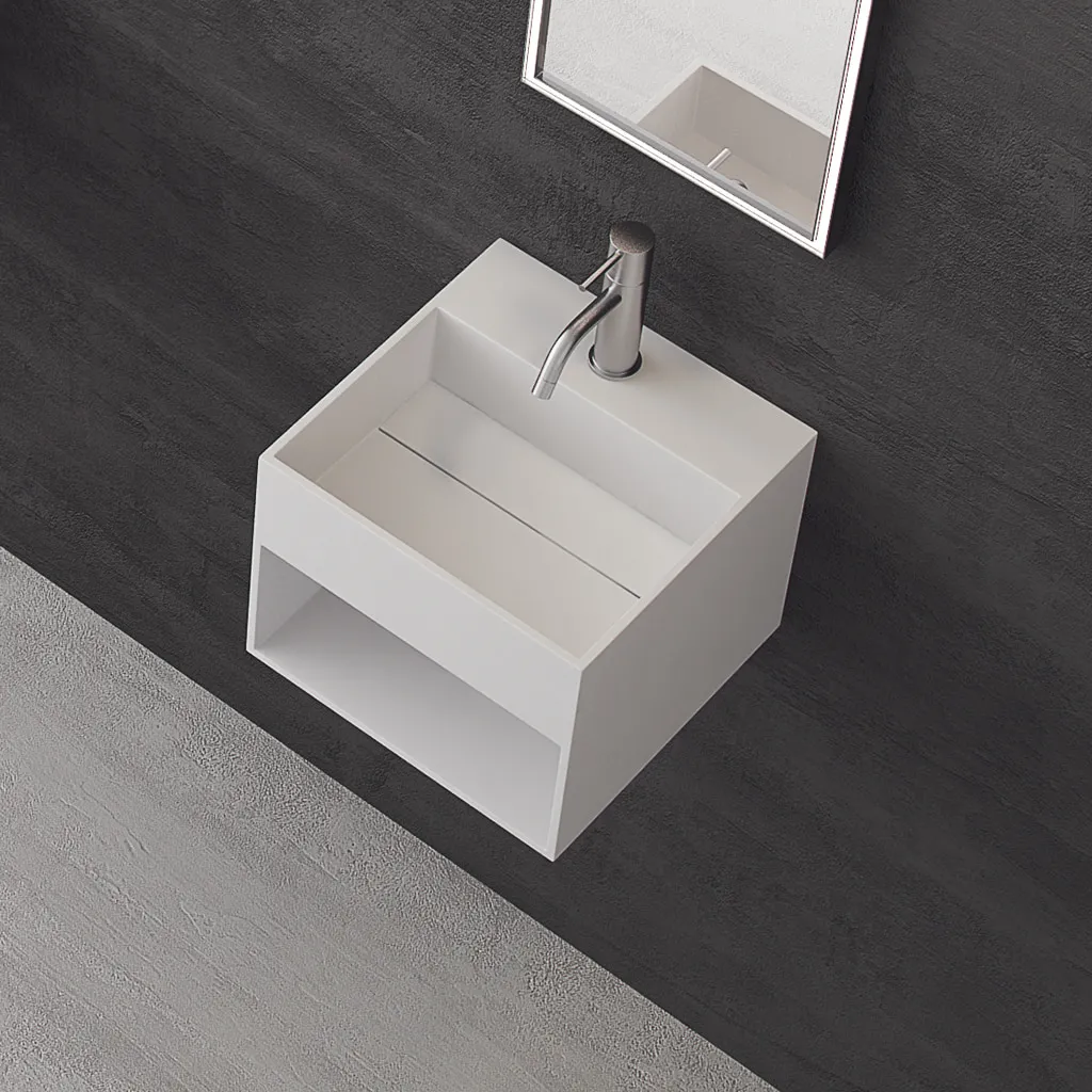 Boxo 33 - 33x33 Waschbecken mit Ablage, Mathvid SolidTec®