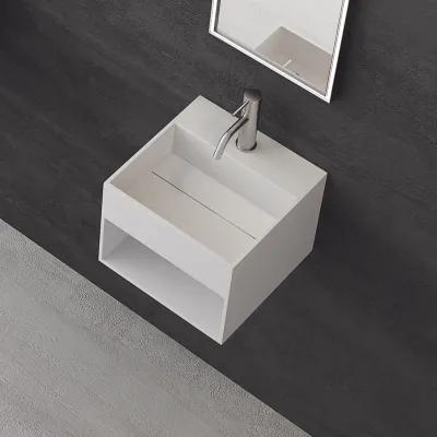Boxo 33 - 33x33 Waschbecken mit Ablage, Mathvid SolidTec®