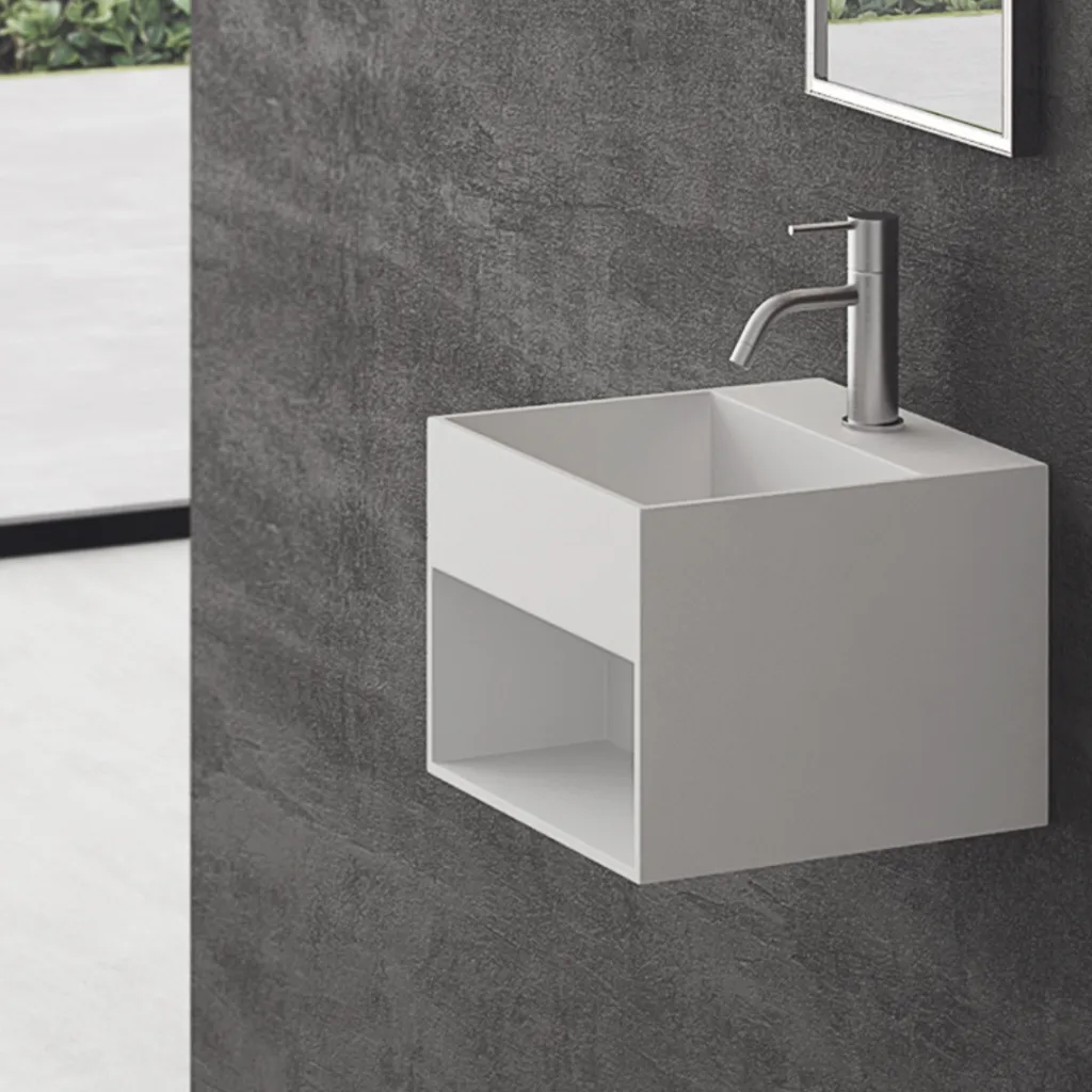 Boxo 33 - 33x33 Waschbecken mit Ablage, Mathvid SolidTec®