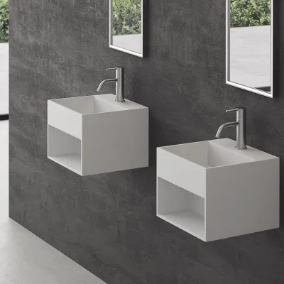 Boxo 33 - 33x33 Waschbecken mit Ablage, Mathvid SolidTec®