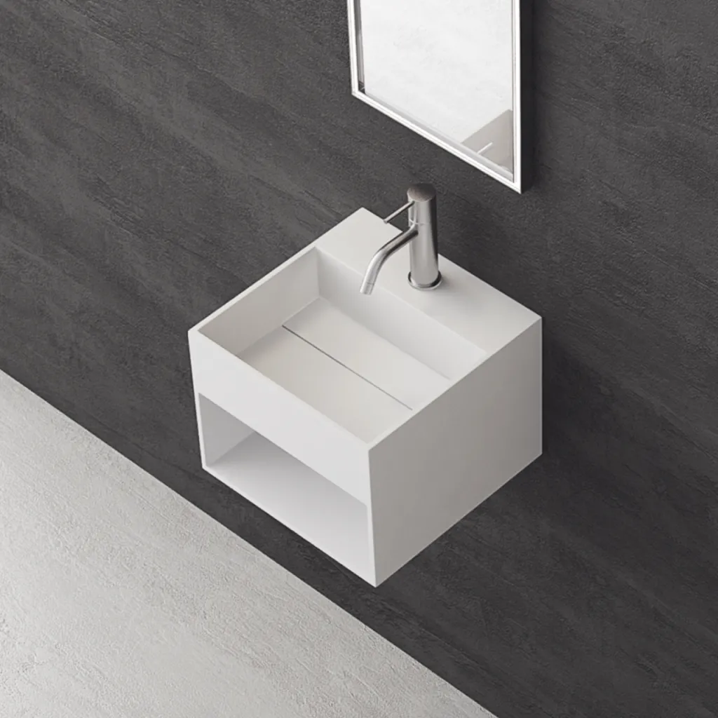 Boxo 33 - 33x33 Waschbecken mit Ablage, Mathvid SolidTec®