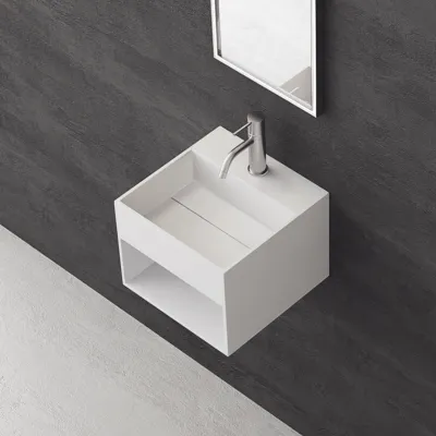 Boxo 33 - 33x33 Waschbecken mit Ablage, Mathvid SolidTec®
