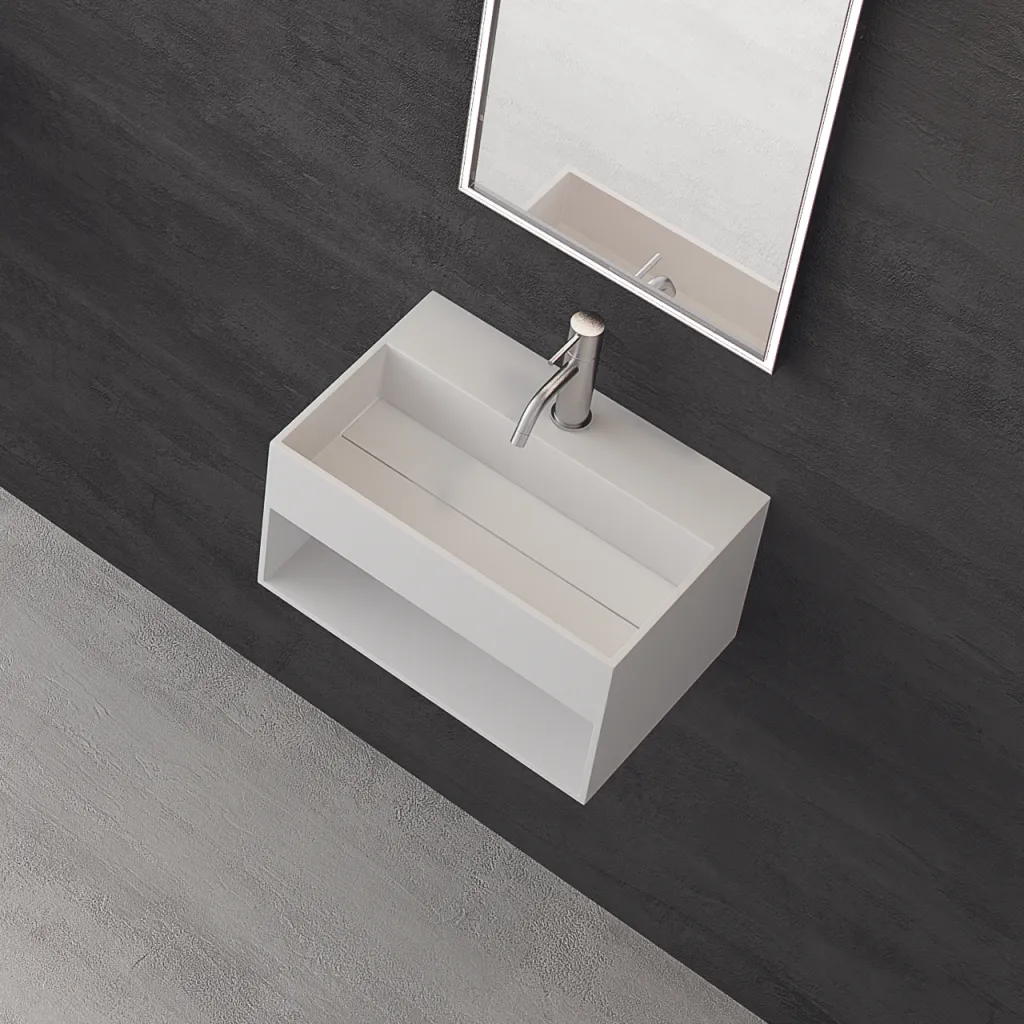 Boxo 45S - 45x30 cm Waschbecken mit Ablage, Mathvid SolidTec®