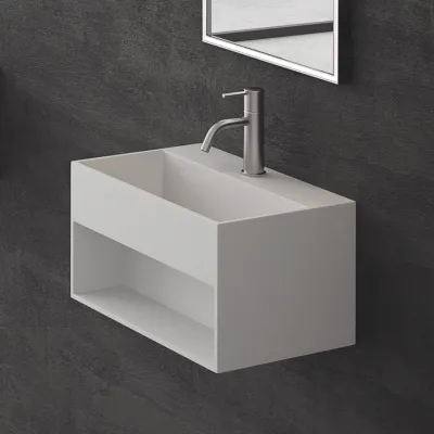 Boxo 45S - 45x30 cm Waschbecken mit Ablage, Mathvid SolidTec®