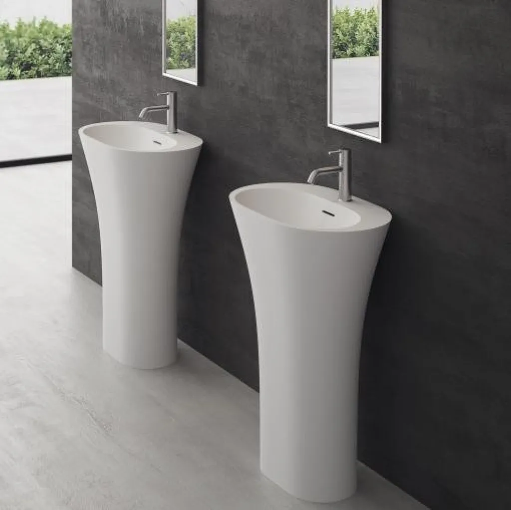 White Bucatini - 90 x 63 x 42 Sockelwaschbecken, Mathvid SolidTec®