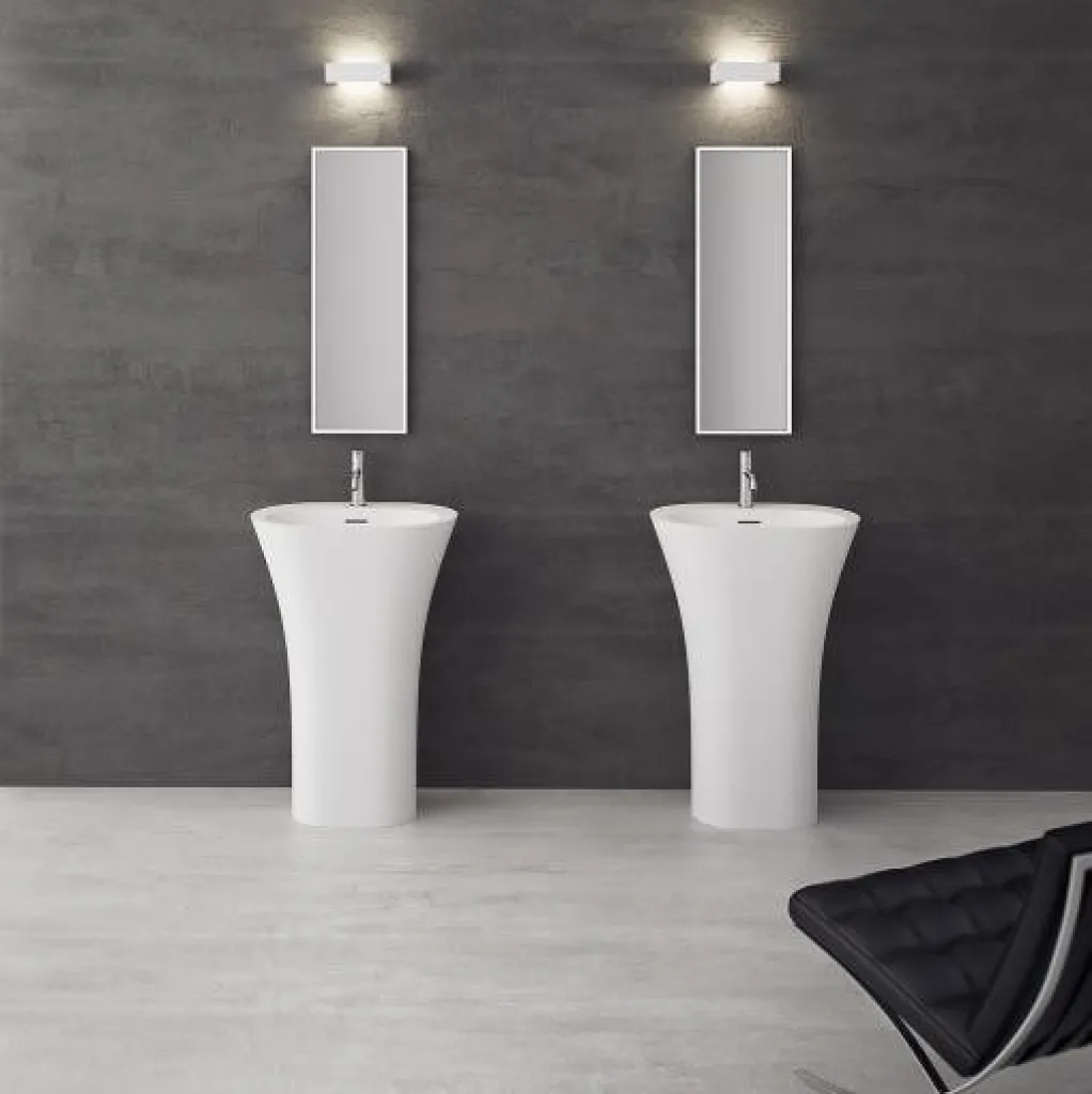 White Bucatini - 90 x 63 x 42 Sockelwaschbecken, Mathvid SolidTec®