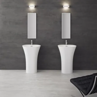 White Bucatini - 90 x 63 x 42 Sockelwaschbecken, Mathvid SolidTec®