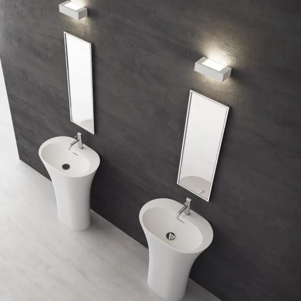 White Bucatini - 90 x 63 x 42 Sockelwaschbecken, Mathvid SolidTec®