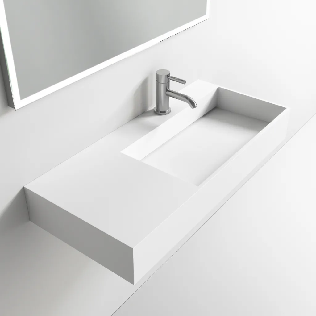 Kubo Inside 90R - 90x40 Waschbecken, Mattweiß SolidTec®