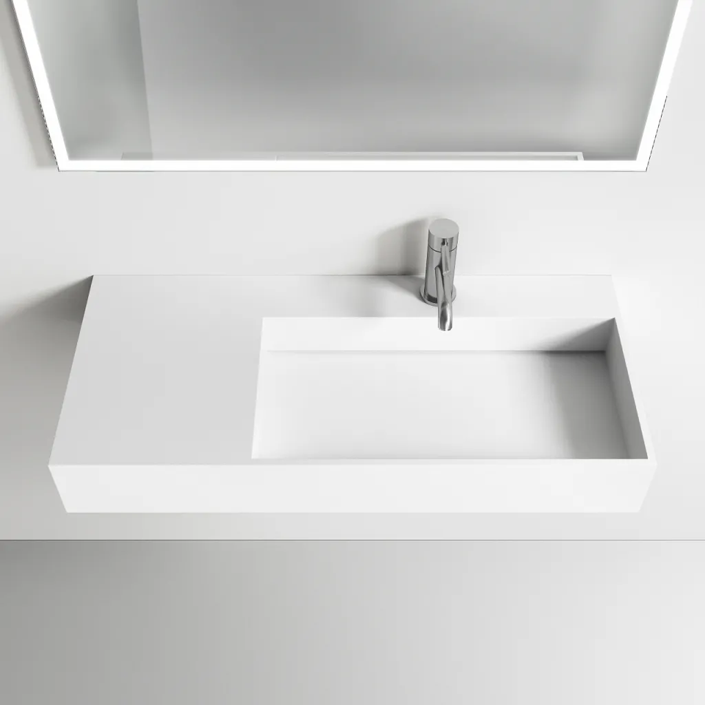 Kubo Inside 90R - 90x40 Waschbecken, Mattweiß SolidTec®