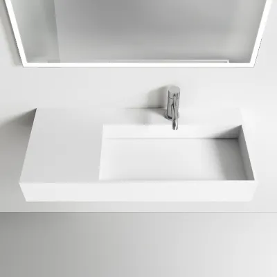 Kubo Inside 90R - 90x40 Waschbecken, Mattweiß SolidTec®