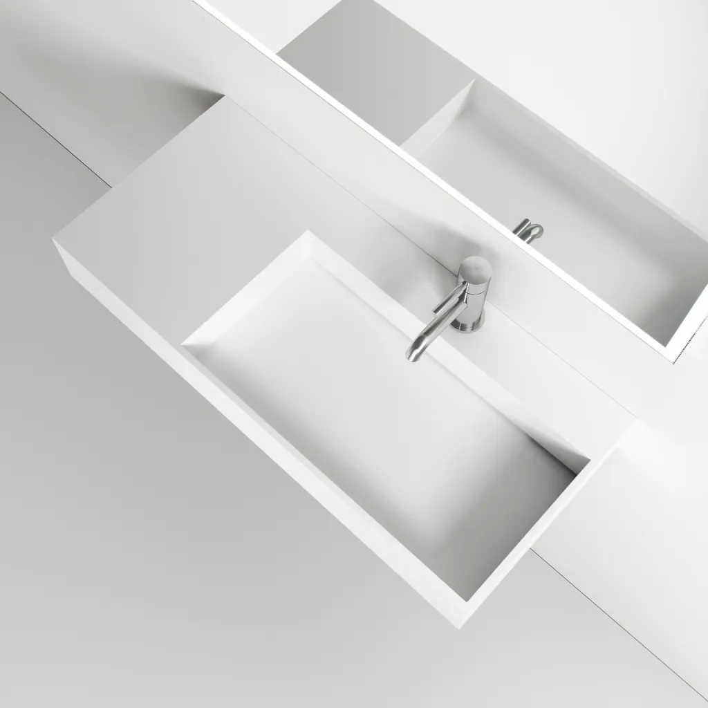 Kubo Inside 90R - 90x40 Waschbecken, Mattweiß SolidTec®
