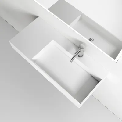 Kubo Inside 90R - 90x40 Waschbecken, Mattweiß SolidTec®