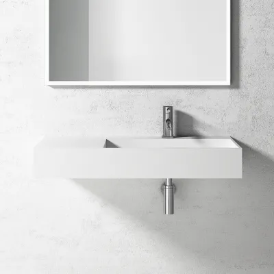 Kubo Inside 90R - 90x40 Waschbecken, Mattweiß SolidTec®