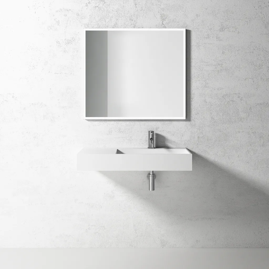 Kubo Inside 90R - 90x40 Waschbecken, Mattweiß SolidTec®