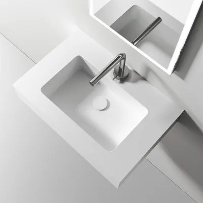 Waterproof 60 - 60x40 Waschbecken, Mattweiß SolidTec®