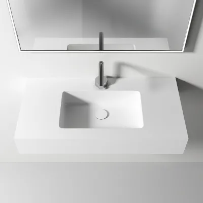 Waterproof 80 - 80x40 Waschbecken, Mattweiß SolidTec®