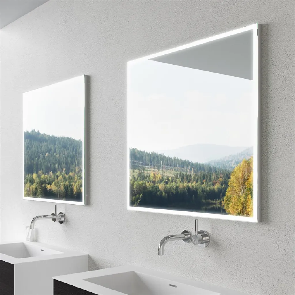 Kubic Light Dimmable 80x80 - LED-Spiegel mit Farbeinstellung