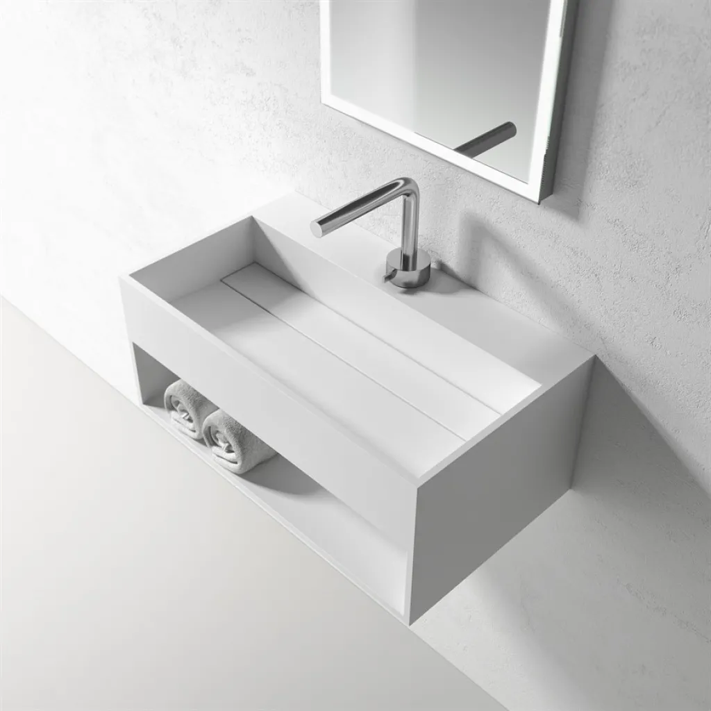 Boxo 60 - 60x35 Waschbecken mit Ablage, Mathvid SolidTec®