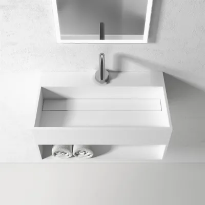 Boxo 60 - 60x35 Waschbecken mit Ablage, Mathvid SolidTec®