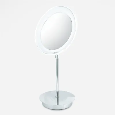Ezenz - X5 Kosmetikspiegel mit LED-Licht und Standfuß, neigbar, Chrom