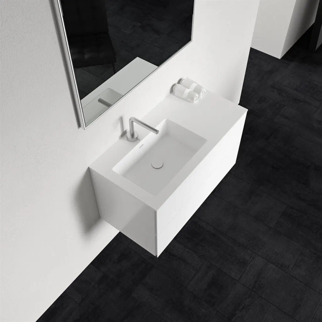 Block Soho 90L - Wäscheschrank 90x46 cm, Mattweiß