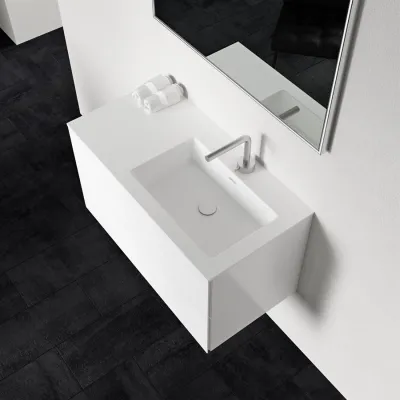 Block Soho 90R - Wäscheschrank 90x46 cm, Mattweiß