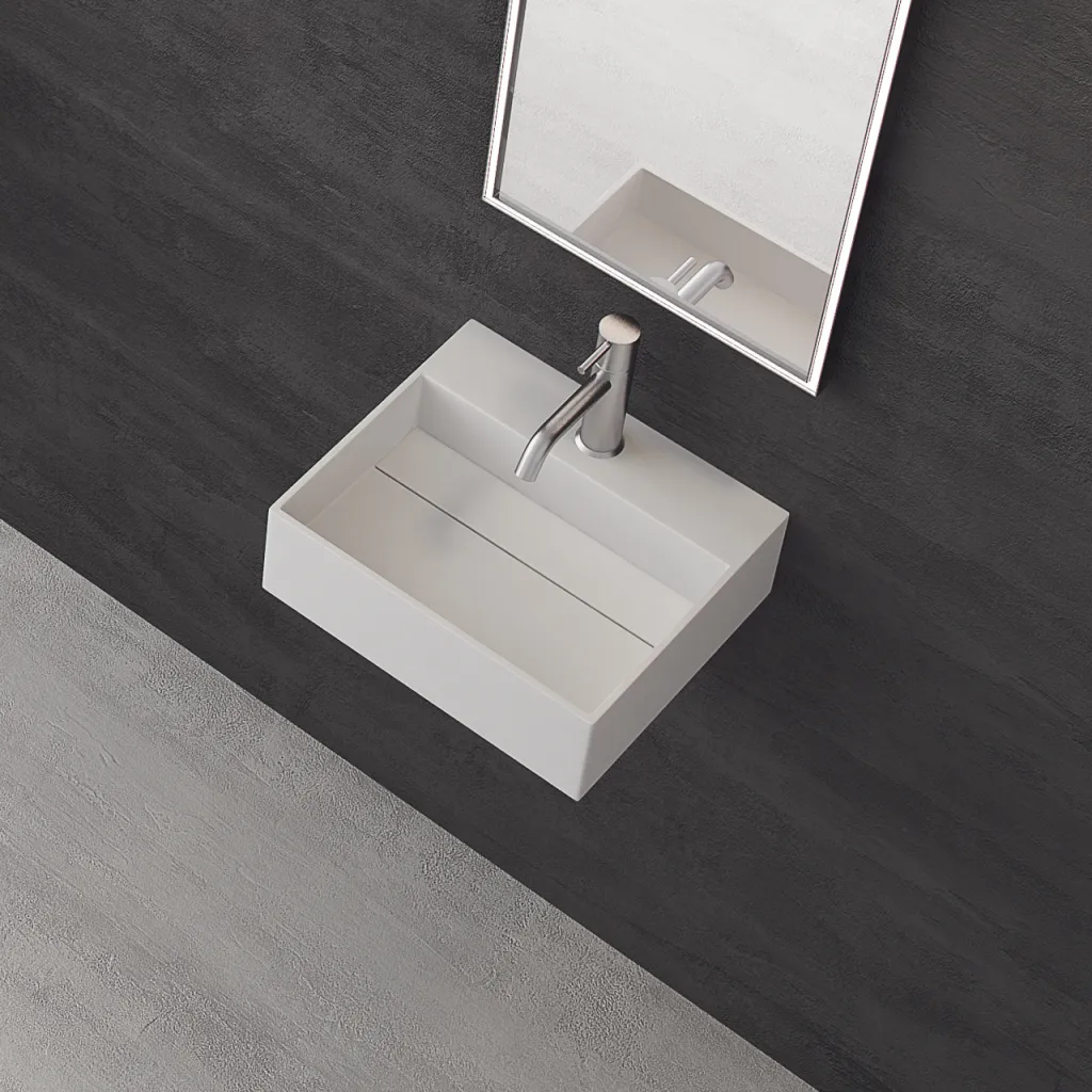 Kubo 40 - 40x35 Waschbecken, Mattweiß SolidTec®