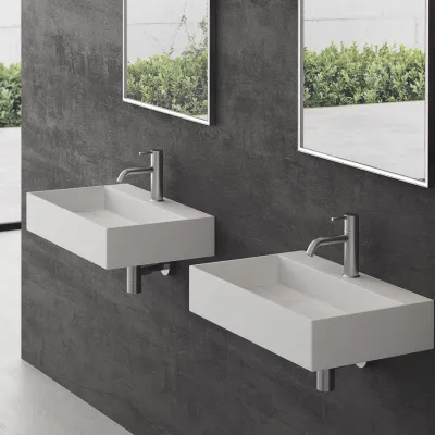 Kubo 60 - 60x40 Waschbecken, Mattweiß SolidTec®