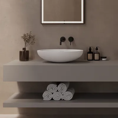 Spoon 55 - 55x35 cm Waschbecken, Mattweiß SolidTec®