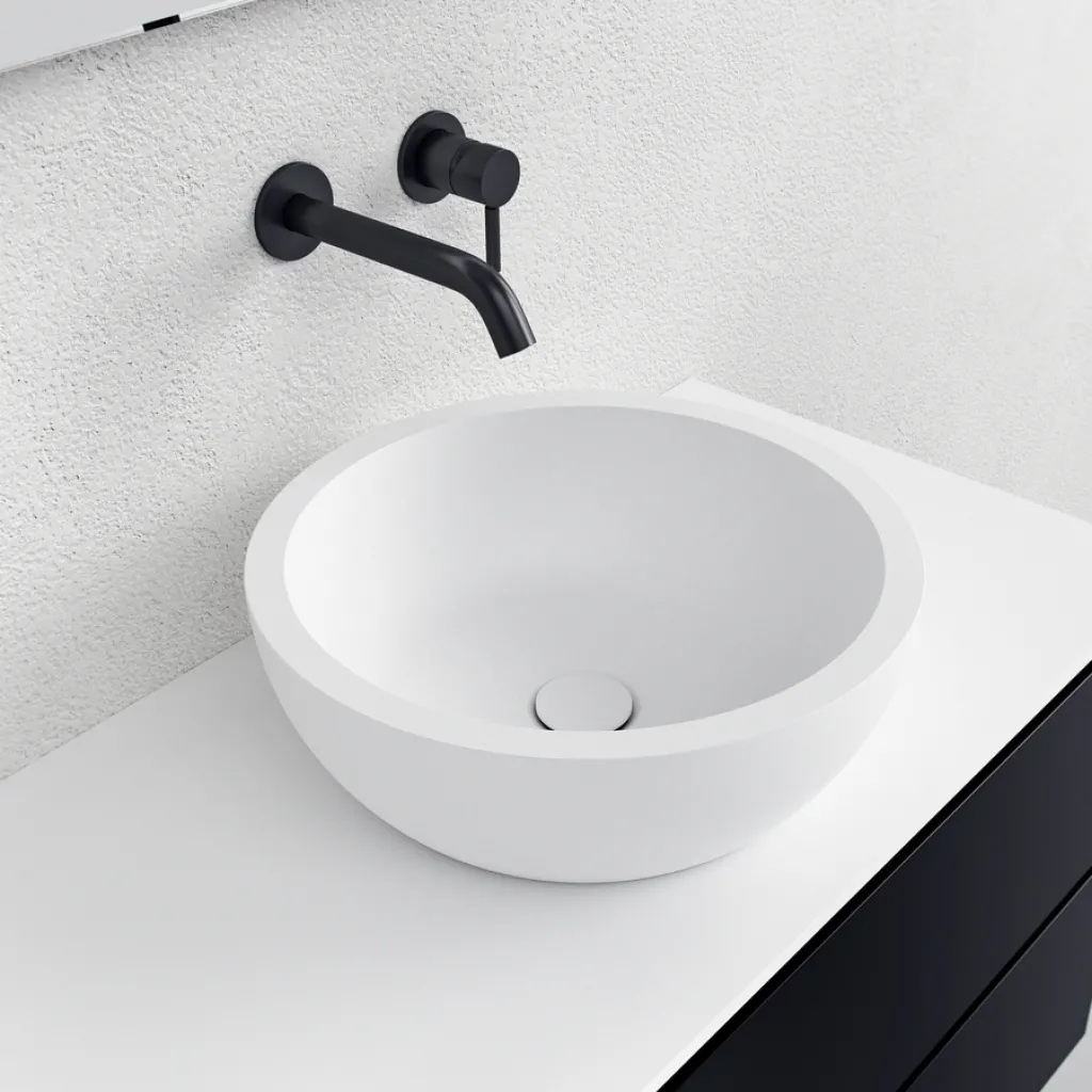 Spoon O - Ø42 Waschbecken, Mattweiß SolidTec®