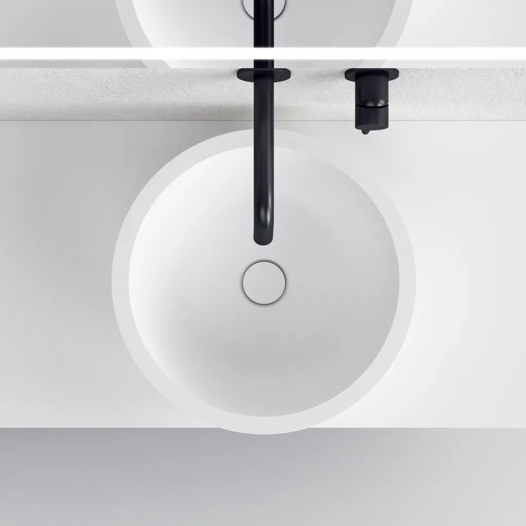 Spoon O - Ø42 Waschbecken, Mattweiß SolidTec®