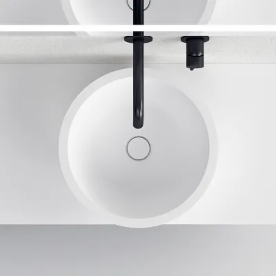 Spoon O - Ø42 Waschbecken, Mattweiß SolidTec®